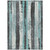 9' X 12' Teal Blue And Gray Striped Washable Indoor Outdoor Area Rug - Teal Blue, Gray