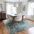 8' X 10' Teal Abstract Washable Non Skid Indoor Outdoor Area Rug
