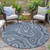 8' Blue And Ivory Round Geometric Washable Indoor Outdoor Area Rug - 880016407228