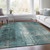 9' X 12' Teal Blue And Ivory Abstract Washable Indoor Outdoor Area Rug - Teal Blue, Ivory