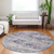 8' Lavender And Purple Round Striped Washable Indoor Outdoor Area Rug