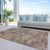 9' X 12' Brown Tan And Terra Cotta Floral Washable Indoor Outdoor Area Rug