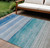 9' X 12' Sky Blue Striped Washable Indoor Outdoor Area Rug - Sky Blue