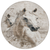 8' Ivory And Gray Round Horse Washable Indoor Outdoor Area Rug