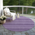 8' Lavender And Purple Round Striped Washable Indoor Outdoor Area Rug