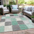 9' X 12' Mint Green And Gray Geometric Washable Indoor Outdoor Area Rug