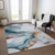 9' X 12' Sky Blue And Copper Abstract Washable Indoor Outdoor Area Rug