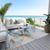 9' X 12' Sky Blue And Copper Abstract Washable Indoor Outdoor Area Rug
