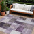 10' X 14' Eggplant Black And Lavender Geometric Washable Indoor Outdoor Area Rug
