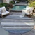 8' Denim Blue Beige And Taupe Round Striped Washable Indoor Outdoor Area Rug