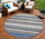 8' Denim Blue Beige And Taupe Round Striped Washable Indoor Outdoor Area Rug