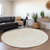 8' Ivory And Beige Round Floral Washable Indoor Outdoor Area Rug - Ivory, Beige