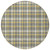 8' Round Gray Yellow and White Round Plaid Washable Non Skid Indoor Outdoor Area Rug