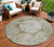 8' Taupe Brown And Gray Round Oriental Washable Indoor Outdoor Area Rug