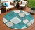 8' Teal Blue Sky Blue And Ivory Round Ogee Washable Indoor Outdoor Area Rug
