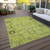 9' X 12' Artichoke Green And Fern Green Oriental Washable Indoor Outdoor Area Rug