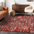 8' X 10' Red Ivory And Dark Gray Floral Washable Indoor Outdoor Area Rug