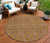 8' Copper Beige And Taupe Round Floral Washable Indoor Outdoor Area Rug