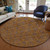 8' Copper Beige And Taupe Round Floral Washable Indoor Outdoor Area Rug