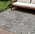 10' X 14' Gray And Copper Floral Medallion Washable Indoor Outdoor Area Rug