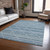 9' X 12' Denim Blue And Teal Blue Geometric Washable Indoor Outdoor Area Rug
