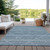 9' X 12' Denim Blue And Teal Blue Geometric Washable Indoor Outdoor Area Rug