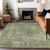 8' X 10' Artichoke Green And Beige Abstract Washable Indoor Outdoor Area Rug