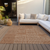 9' X 12' Brown And Beige Geometric Washable Indoor Outdoor Area Rug