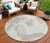 8' Ivory Beige And Taupe Round Floral Washable Indoor Outdoor Area Rug Transitional Style - Ivory, Beige, Taupe Color