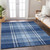 8' X 10' Navy Blue Black And Ivory Plaid Washable Indoor Outdoor Area Rug