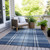 8' X 10' Navy Blue Black And Ivory Plaid Washable Indoor Outdoor Area Rug