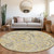 8' Gold Gray And Charcoal Round Floral Washable Indoor Outdoor Area Rug