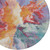 8' Orange Red And Teal Blue Round Abstract Washable Indoor Outdoor Area Rug