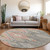 8' Gray And Terra Cotta Round Southwestern Washable Indoor Outdoor Area Rug
