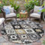 8' Black Wheat And Gray Round Southwestern Washable Indoor Outdoor Area Rug