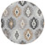8' Silver Beige And Charcoal Round Southwestern Washable Indoor Outdoor Area Rug