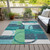 9' X 12' Teal Blue And Green Geometric Washable Indoor Outdoor Area Rug