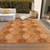 8' X 10' Orange Ivory And Gray Floral Medallion Washable Indoor Outdoor Area Rug