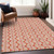 9' X 12' Coral And Beige Ogee Washable Indoor Outdoor Area Rug