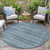 8' Artichoke Green And Blue Round Striped Washable Indoor Outdoor Area Rug