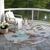 8' Taupe And Lilac Round Floral Washable Indoor Outdoor Area Rug
