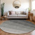 8' Black And Ivory Round Ombre Washable Indoor Outdoor Area Rug