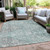 8' X 10' Teal Blue And Ivory Geometric Washable Indoor Outdoor Area Rug - Teal Blue, Ivory