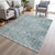 8' X 10' Teal Blue And Ivory Geometric Washable Indoor Outdoor Area Rug - Teal Blue, Ivory