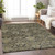 10' X 14' Charcoal And Beige Damask Washable Indoor Outdoor Area Rug
