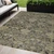 10' X 14' Charcoal And Beige Damask Washable Indoor Outdoor Area Rug