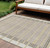 9' X 12' Ivory And Beige Striped Washable Indoor Outdoor Area Rug Transitional Style - Ivory, Beige Color