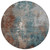 8' Rust And Teal Blue Round Abstract Washable Indoor Outdoor Area Rug