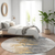8' Ivory Charcoal And Silver Round Abstract Washable Indoor Outdoor Area Rug