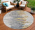 8' Ivory Charcoal And Silver Round Abstract Washable Indoor Outdoor Area Rug